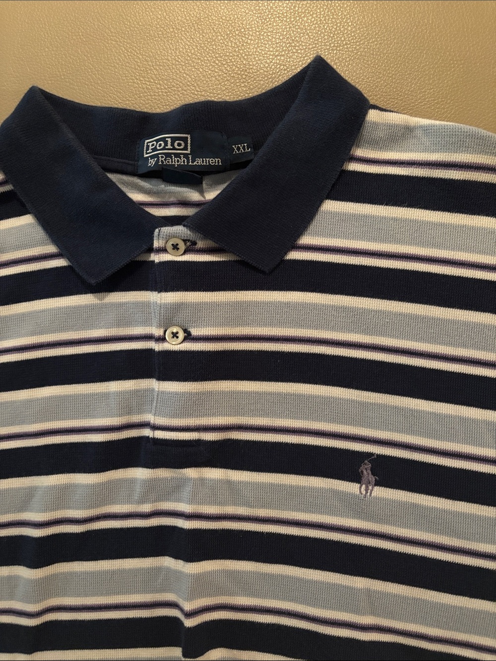 Polo by Ralph Lauren Navy, Light Blue & White Striped Polo
